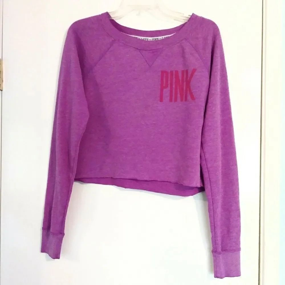 PINK VS Purple Long Sleeve Cropped Sweatshirt